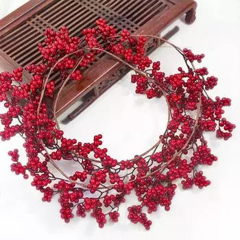 1 шт. украшения пластиковый красный Холли Рождественский искусственный клюквенный венок из искусственных ягод