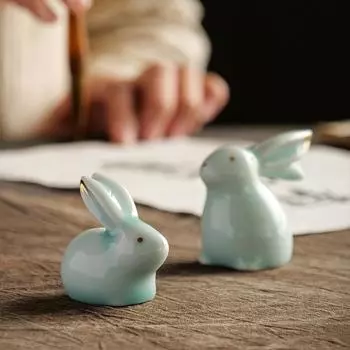 1 шт. Украшения в виде кролика, симпатичное украшение для чайного столика, украшение для домашнего кролика, чайный сервиз в стиле кунг-фу, керамический набор для чайных питомцев, многофункциональный