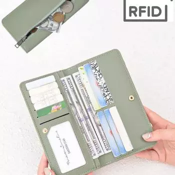 1 шт. ультратонкий кошелек для женщин с блокировкой RFID, держатель для кредитных карт, двойной клатч, кошельки на молнии, дорожный длинный кошелек One Size зелёный