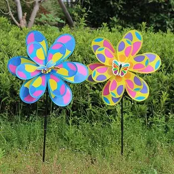 1 шт. Уличная вращающаяся двухслойная полосатая ветряная мельница, красочный ветряк, украшение для дома и сада, детские пластиковые игрушки