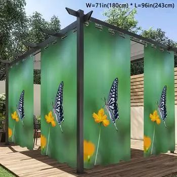 1 шт. Уличные шторы, Шторы для патио, Светофильтрующие шторы Sole Loop Privacy Curtains, Водонепроницаемые уличные садовые шторы, W138X214H(cm) 1PC&Grommet top