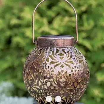 1 шт. Уличный подвесной солнечный фонарь, светодиодный металлический фонарь SolarLamp, уличный подвесной светильник с полой теневой проекцией ярко-розовый