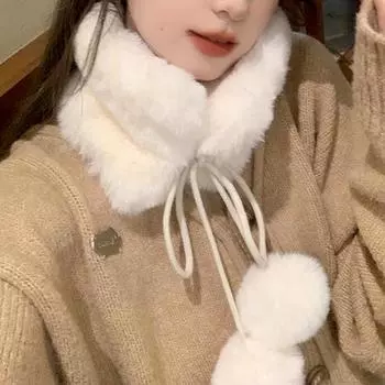 1 шт., уличный ветрозащитный пушистый шейный платок, меховой воротник, плюшевый шарф, однотонный, зимний, теплый, мягкий, глушители, искусственный мех розовый