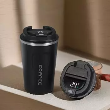 1 шт. Умная кофейная чашка с дисплеем температуры, дорожная термокружка, подарки на день рождения, спорт на открытом воздухе, кухонные принадлежности, школьные принадлежности 500ml зелёный
