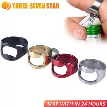 1 шт. уникальная открывалка для пивных бутылок, портативное кольцо для пальцев, съемник крышек, кухонный инструмент из нержавеющей стали, принадлежности для бара, гаджеты чёрный