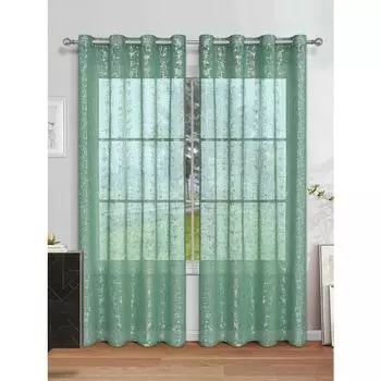 1 шт. Уникальная прозрачная занавеска с серебряным крестом, шторы для спальни, гостиной, кухни, оконные занавески 132X160cm зелёный