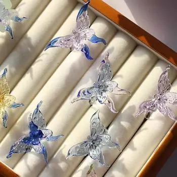 1 шт. Уникальные модные красочные кольца-бабочки с бабочками, ювелирные аксессуары, глазурь, стекло