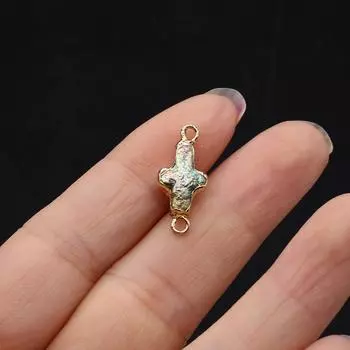 1 шт., уникальный мини-подвеска с искусственным жемчугом, коннектор, богемный цветной крест с золотым обернутым краем, подвески-коннекторы для изготовления ювелирных изделий, праздничные подарки 1Pc