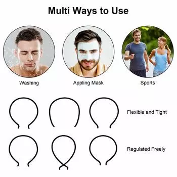 1 шт., унисекс, повязка на голову для мужчин, металлическая повязка на голову, волнистая, черная, нескользящая, для мужчин и женщин, спортивный головной убор 1pc чёрный