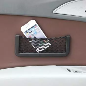 1 шт. Универсальная черная автомобильная сетчатая сумка-держатель для телефона, карман для хранения, органайзер, автомобильный сетчатый держатель, карман для кошелька, ключей, ручек
