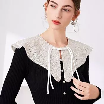 1 шт. Универсальная многофункциональная шаль в китайском стиле с имитацией воротника, накидка с пайетками, шаль с воротником-чеонгсамом