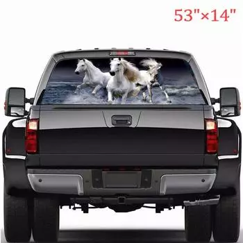 1 шт., универсальная наклейка на заднее окно автомобиля, 135 см * 36 см, белая лошадь, наклейка для грузовика, внедорожника