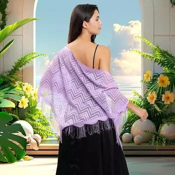 1 шт., универсальное вечернее платье с волнистым узором, треугольный шарф, шаль, кружевная кисточка, удобное дышащее платье