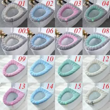 1 шт., универсальные подушечки на сиденье для унитаза, утолщенные вязаные мягкие моющиеся подушки для унитаза, мультяшная ванная комната 1