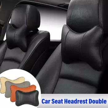 1 шт. универсальный подголовник для автомобильного сиденья, двухсторонний, из искусственной кожи, для шеи, удобная подушка для защиты головы, аксессуары для автопутешествий чёрный