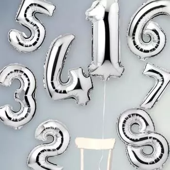 1 шт./упак., 16-дюймовая высококачественная серебристая алюминиевая пленка, цифровой воздушный шар, воздушный шар для вечеринки, дня рождения, декорации, принадлежности для воздушных шаров 0 серебряный