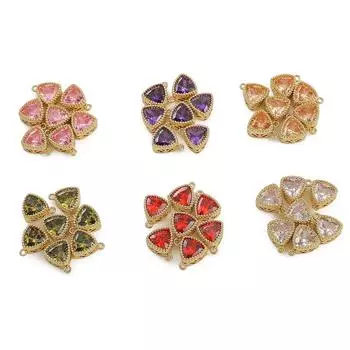 1 шт./упак., инкрустация, треугольный цветной кристалл, кулон ручной работы, браслет «сделай сам», ожерелье, кулон, аксессуары 8x9mm 1pc/bag