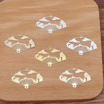 1 шт./упак., выдолбленные в этническом стиле Xiangyun веер с кисточками, сделай сам, серьги-шпильки, аксессуары 19x30mm 1pc/bag