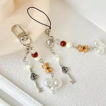 1 шт., упаковка, цепочка из бисера, телефонная цепочка, милая подвеска, украшение для ключей от машины, универсальный ремешок для камеры, руководство