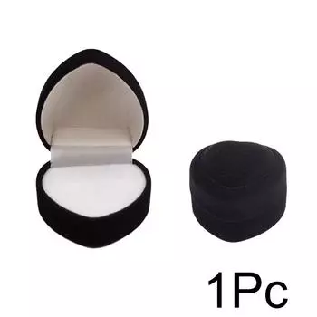 1 шт. Упаковка для ювелирных изделий, удобный органайзер для колец в форме сердца, элегантный держатель для сережек, бархатный свадебный дисплей чёрный