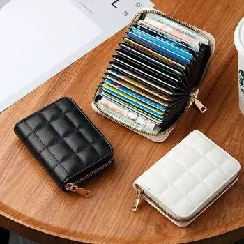 1 шт. Упаковка карт, милый кошелек, модный, из искусственной кожи, маленький, с застежкой-молнией, кошелек для монет, клетчатый