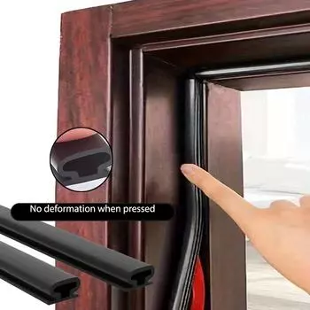 1 шт., уплотнительная лента для защитной двери, двери, окна, TPE, защита от атмосферных воздействий, противоударная полоса, звукоизоляция, самоклеящаяся 10MM*6MM*6M чёрный