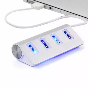 1 шт. USB-концентратор Высокоскоростной USB-разветвитель-концентратор-адаптер с кабелем для ПК, ноутбука, телефона LM серебряный
