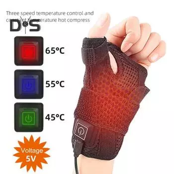 1 шт. USB-подогреваемый наручный бандаж с 3 уровнями регулировки температуры, теплый, легкий, для холодной погоды, зимний, для мужчин и женщин, электрический нагревательный браслет, поддержка запястья чёрный