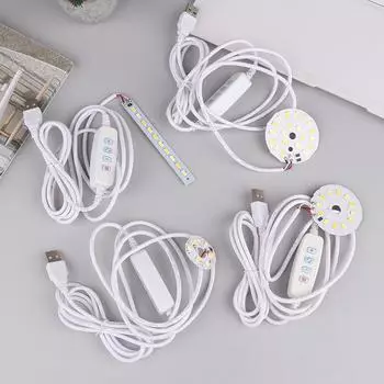 1 шт. USB-разъем Dc5V светодиодные лампы онлайн-переключатель регулятор яркости с кабелем 2 метра 3 Вт 5 Вт 6 Вт 10 Вт светодиодная двухцветная световая панель 3W
