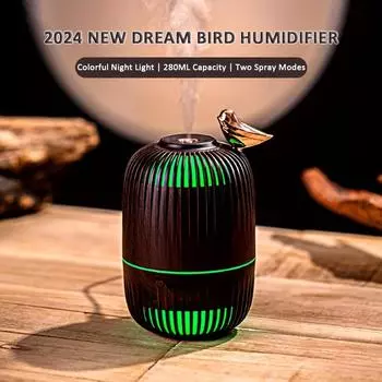 1 шт. USB-шнур питания Creative Dream Bird Humidifier, аромадиффузор, мини-увлажнитель воздуха, мелкий и густой туман, 7 цветных ночников, два режима распыления