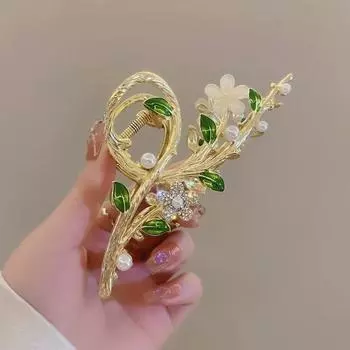 1 шт. Усовершенствованная цветочная заколка для волос для женщин, нежная заколка-акула на затылке, большого размера, новогодний товар