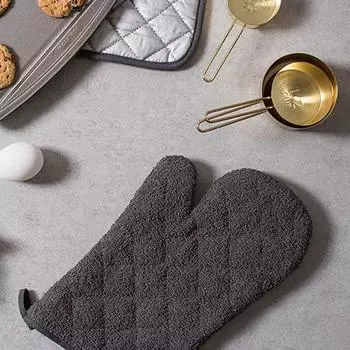 1 шт. утепленная перчатка дышащая нескользящая хлопковая подвесная прихватка для кухни чёрный