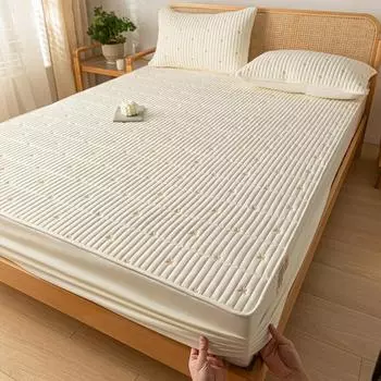 1 шт., утолщенная стеганая простыня для двуспальной кровати, однотонное хлопковое покрывало с защитой от клещей, Fundas de colchn King, наматрасник 180 90x190x25cm 1pc