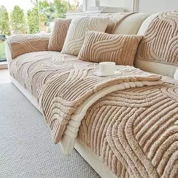 1 шт. утолщенный плюшевый чехол для дивана в форме хвоста, осенне-зимний теплый коврик для дивана, однотонный противоскользящий чехол для дивана для гостиной A 70x70