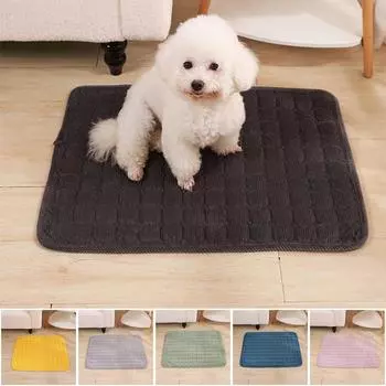 1 шт. утолщенный теплый коврик для домашних животных и лежак для собак Тедди Корги коврик для сна для домашних животных влагостойкий и теплый вельветовый коврик для сна аксессуары для собак 40x30cm светло-серый