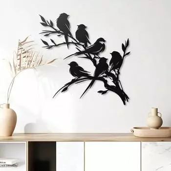 1 шт. Уютное настенное искусство из черного железа «Птицы на ветке» — современный домашний декор для спальни, гостиной или ванной комнаты. TY7374 разноцветный