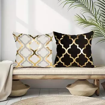 1 шт. Уютные наволочки с бронзовым принтом в виде золотых листьев для гостиной, кровати и дивана, квадратные, 18x18 дюймов, домашний декор 450mm*450mm