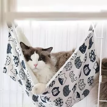 1 шт. Уютный гамак для кошек с зимним теплом и милым принтом в виде кошек - идеальные товары для домашних животных для кошек и маленьких собак S белый