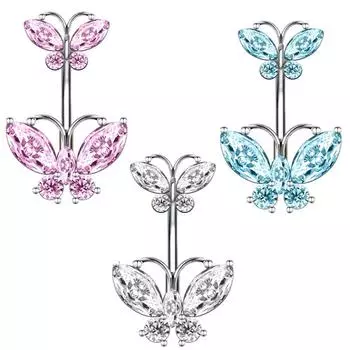 1 шт., ювелирные изделия для пирсинга, блестящая бабочка, циркон, кольцо для пупка, пряжка для пупка, взрыв 1pcs белый