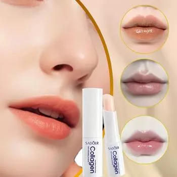 1 шт. Увлажняющий бальзам для губ с коллагеном. Увлажняющая формула против трещин с гиалуроновой кислотой, достаточно мягкая для всех типов кожи. 1pcs белый