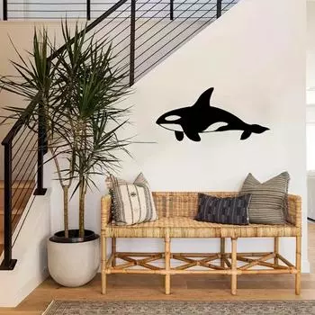 1 шт. Узор кита, черный металлический настенный декор - Художественные поделки для дома, настенное украшение светло-серый