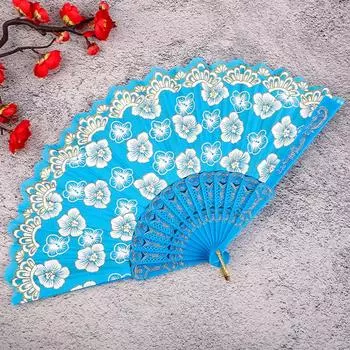 1 шт., узор сакуры, старинный элегантный танцевальный веер для вечеринки, китайский стиль, портативный реквизит для фотосъемки, складной веер, ручной