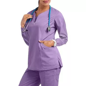 1 шт. V-образный вырез свободный медицинский больничный доктор осень-зима длинный рукав одежда топы XL