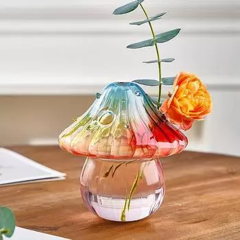 1 шт. Ваза в виде гриба, прекрасная ароматическая ваза, креативное стеклянное украшение для дома, стеклянная гидропонная ваза, прозрачная, цветная