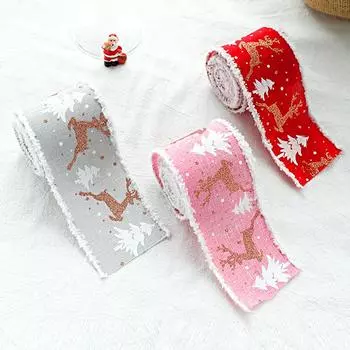 1 шт. Венок и бант Рождественская лента DIY Лента с мохнатым краем Бархатная лента Тканая лента