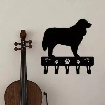 1 шт. Вешалка для ключей с изображением бернской зенненхундовой собаки - широкая металлическая настенная картина для подвешивания на стену и крючки M светло-серый