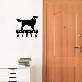 1 шт. Вешалка для ключей с золотистым ретривером и поводком для собак - настенный держатель для ключей шириной 6 дюймов/9 дюймов, крючок для шляпы для прихожей светло-серый