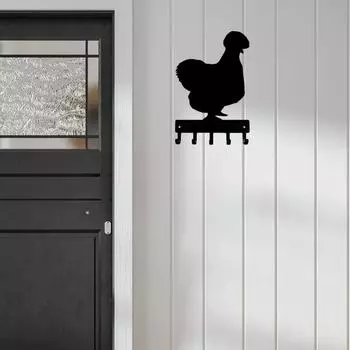 1 шт. Вешалка для ключей Silkie Chicken Farm - металлический настенный крючок шириной 6 дюймов, совершенно новый домашний декор, настенный декор, металлическое настенное крепление M чёрный