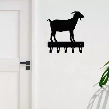 1 шт. Вешалка для ключей в виде рогатой фермерской козы - металлический настенный крючок для настенного художественного пальто чёрный