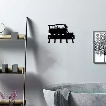 1 шт. Вешалка для ключей в виде паровоза - совершенно новая, шириной 6 дюймов/9 дюймов, металлический настенный крючок, настенный декор, металлическое настенное украшение, железное искусство M небесно-голубой